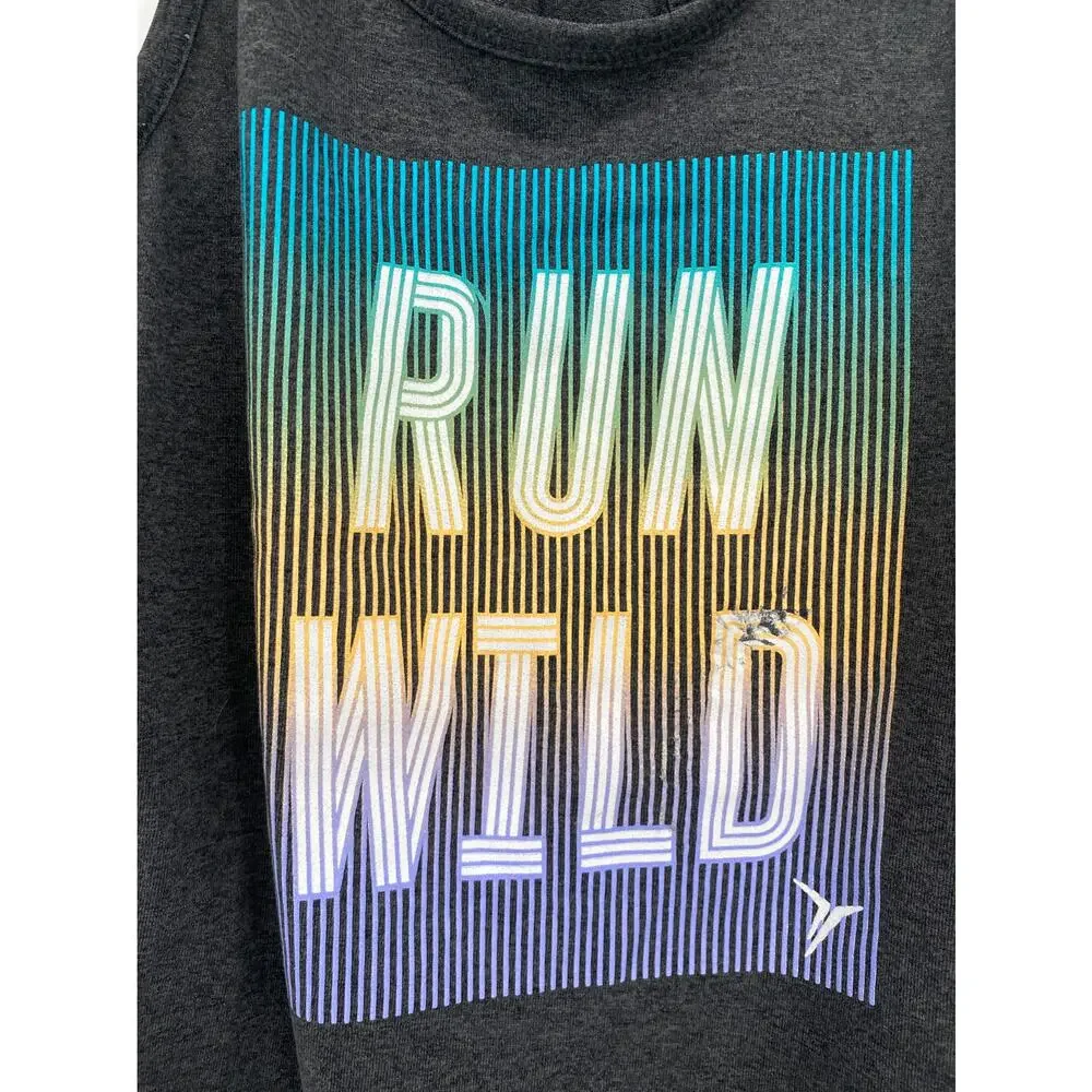 Old Navy Active Run Wild Print Racerback Tank Top Gray Girls Large 10-12